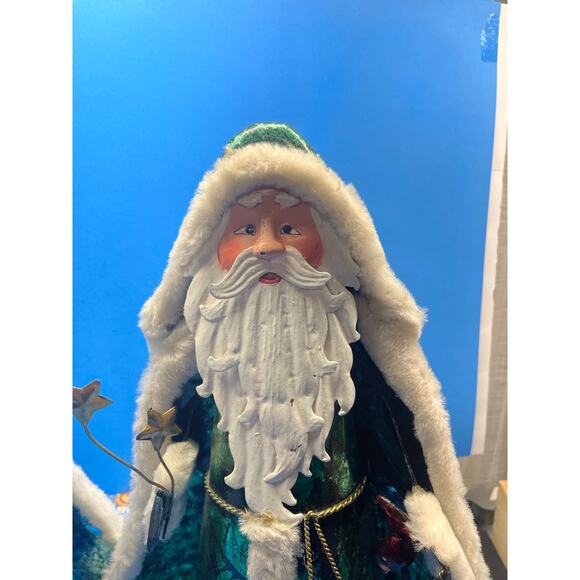 20 inch Vinatge Metal Christmas Figurine Decor Set of 2 Father Time Santa - Picture 3 of 13